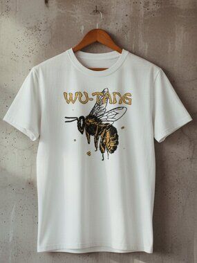 Wu-Tang Clan Bee Retro Gold Hip Hop Graphic Tee White